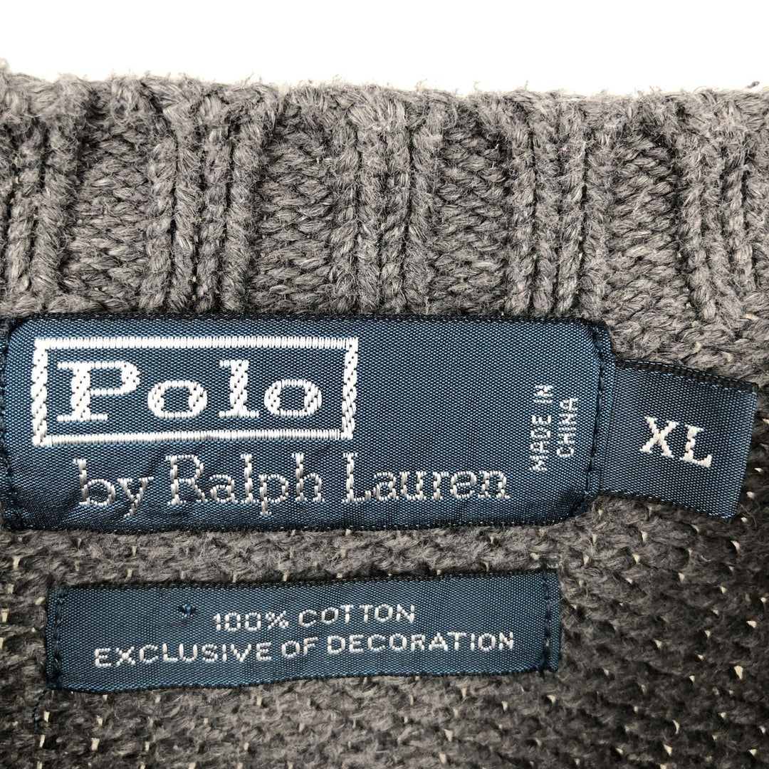 Ralph Lauren POLO by Ralph Lauren Cotton Knit Sweater Men's XL cotton gray type Vintage Second Hand