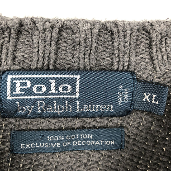 Ralph Lauren POLO by Ralph Lauren Cotton Knit Sweater Men's XL cotton gray type Vintage Second Hand