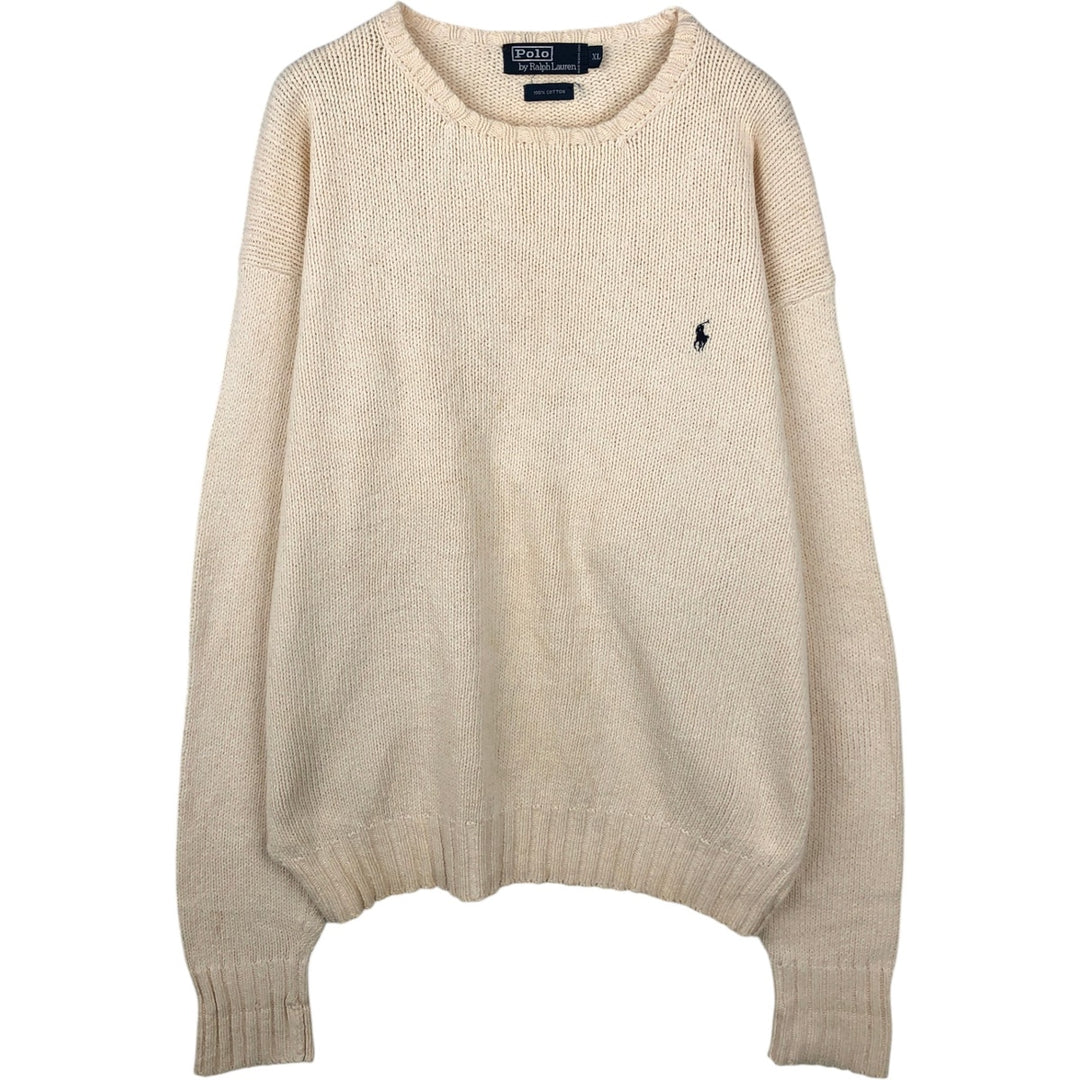Ralph Lauren POLO by Ralph Lauren Cotton Knit Sweater Men's XL cotton pale white type Vintage Second Hand