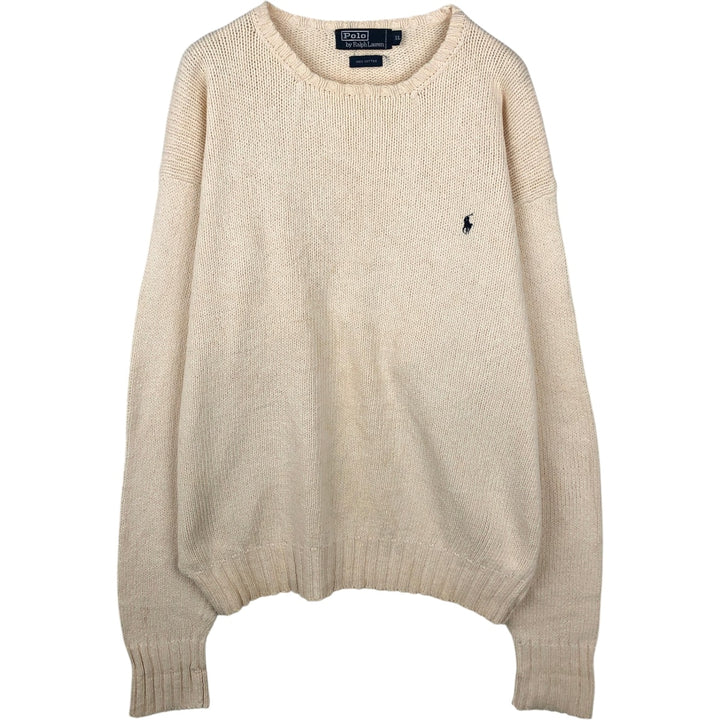 Ralph Lauren POLO by Ralph Lauren Cotton Knit Sweater Men's XL cotton pale white type Vintage Second Hand