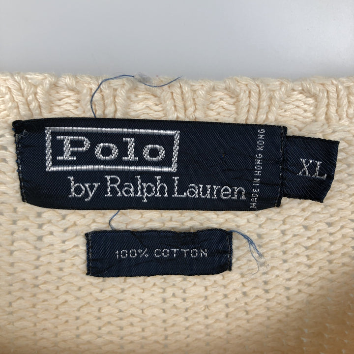 Ralph Lauren POLO by Ralph Lauren Cotton Knit Sweater Men's XL cotton pale white type Vintage Second Hand