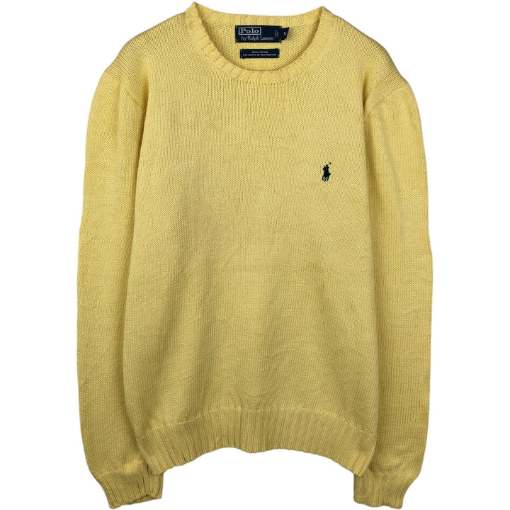 Ralph Lauren POLO by Ralph Lauren Cotton Knit Sweater Men's M Size cotton yellow type Vintage Second Hand