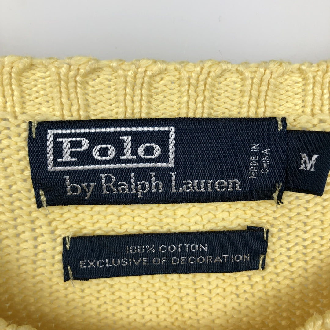 Ralph Lauren POLO by Ralph Lauren Cotton Knit Sweater Men's M Size cotton yellow type Vintage Second Hand