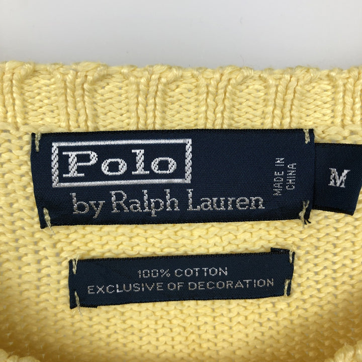 Ralph Lauren POLO by Ralph Lauren Cotton Knit Sweater Men's M Size cotton yellow type Vintage Second Hand