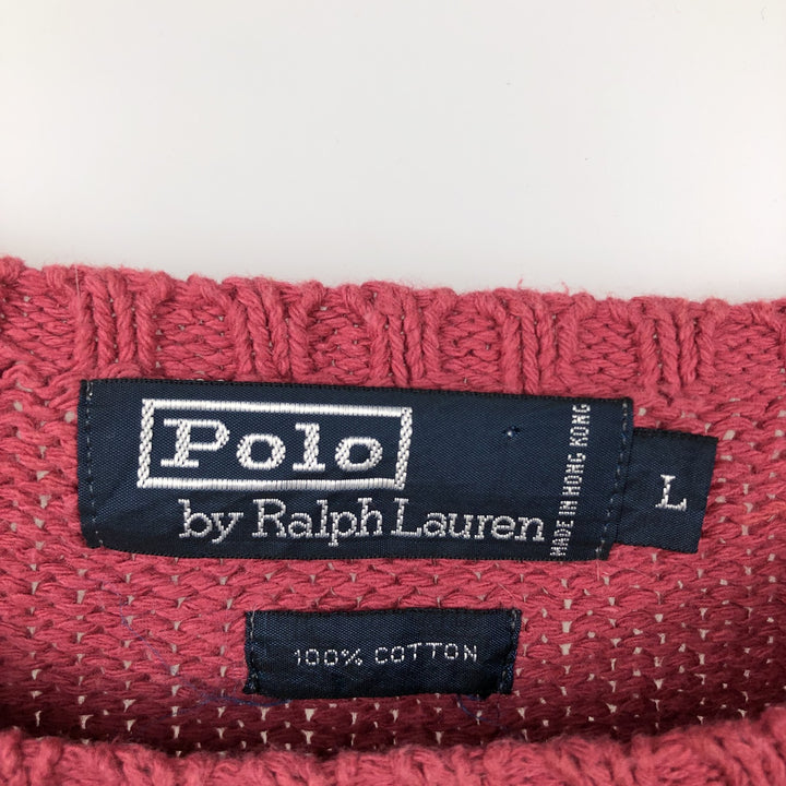 Ralph Lauren POLO by Ralph Lauren Cotton Knit Sweater Men's L size cotton pink type Vintage Second Hand