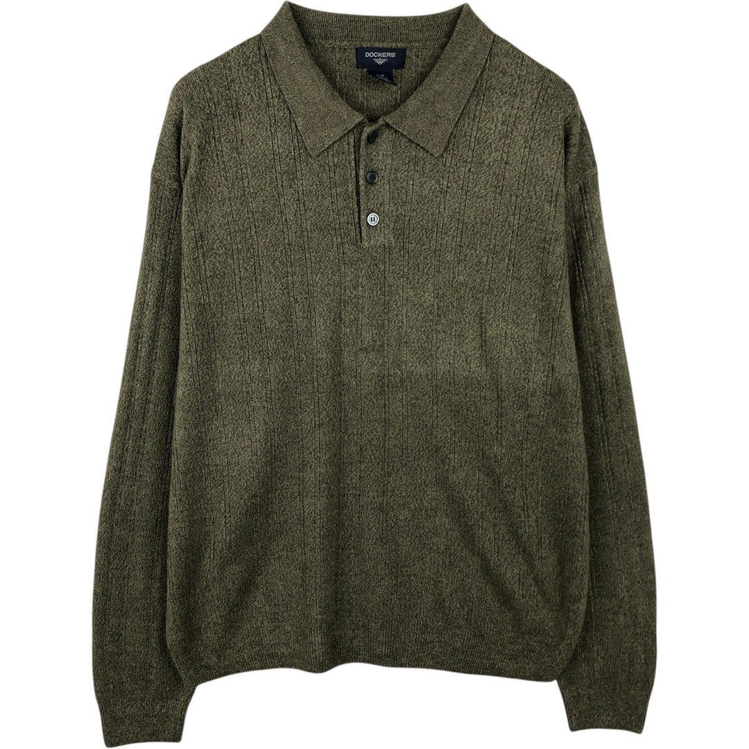 Dockers polo knit sweater, men's size L acrylic Khaki type Vintage Second Hand