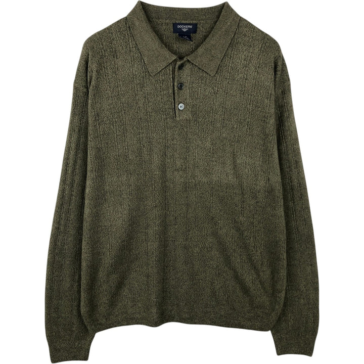 Dockers polo knit sweater, men's size L acrylic Khaki type Vintage Second Hand