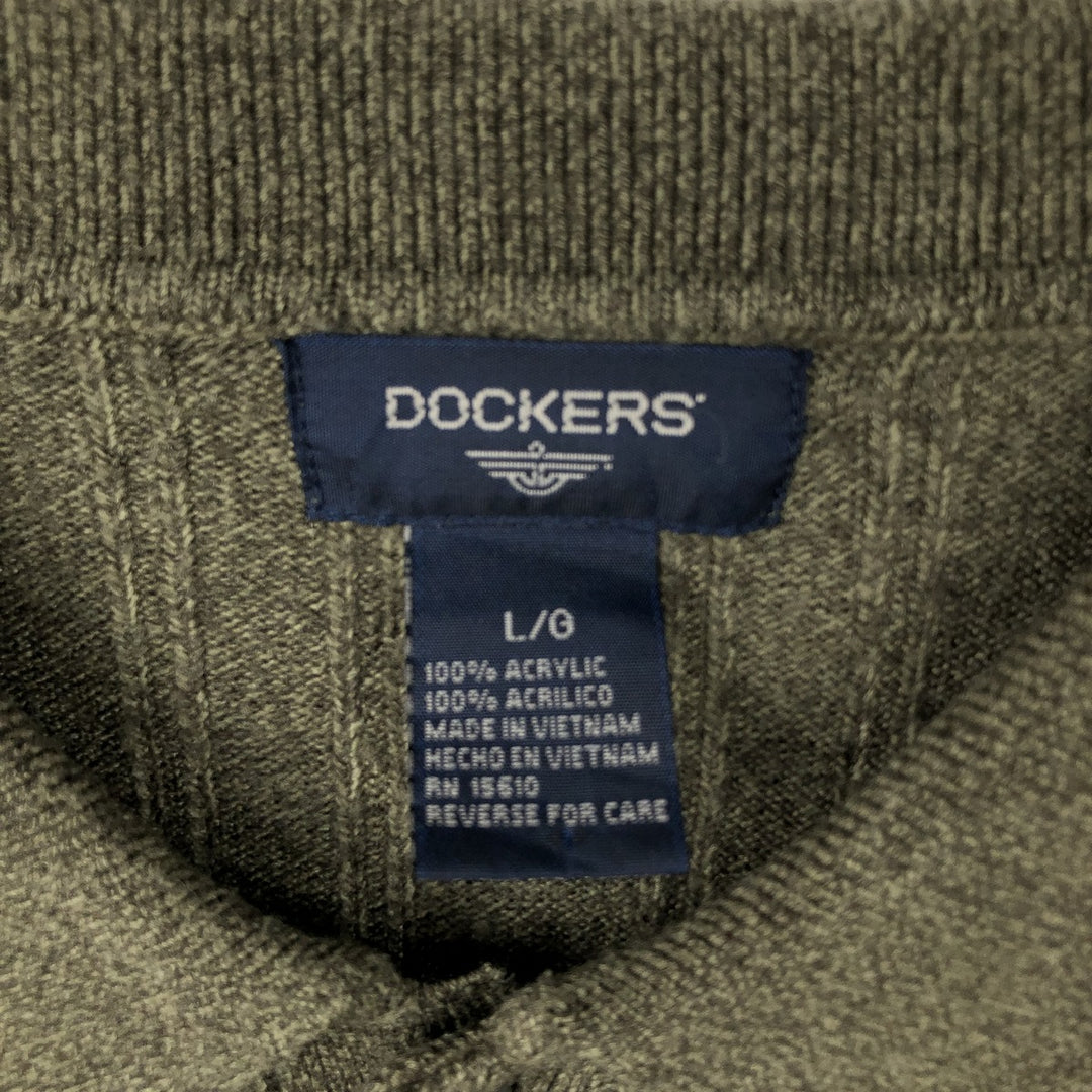 Dockers polo knit sweater, men's size L acrylic Khaki type Vintage Second Hand