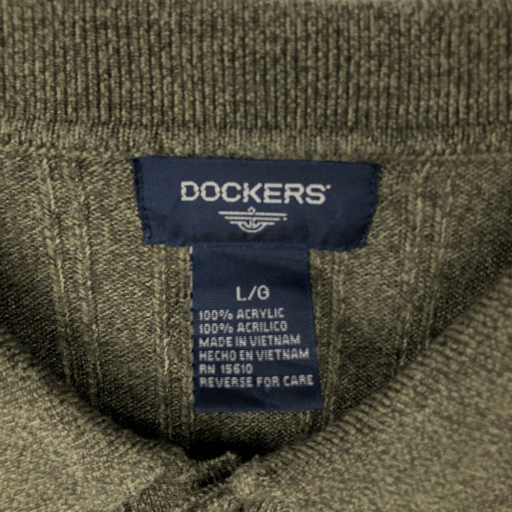 Dockers polo knit sweater, men's size L acrylic Khaki type Vintage Second Hand