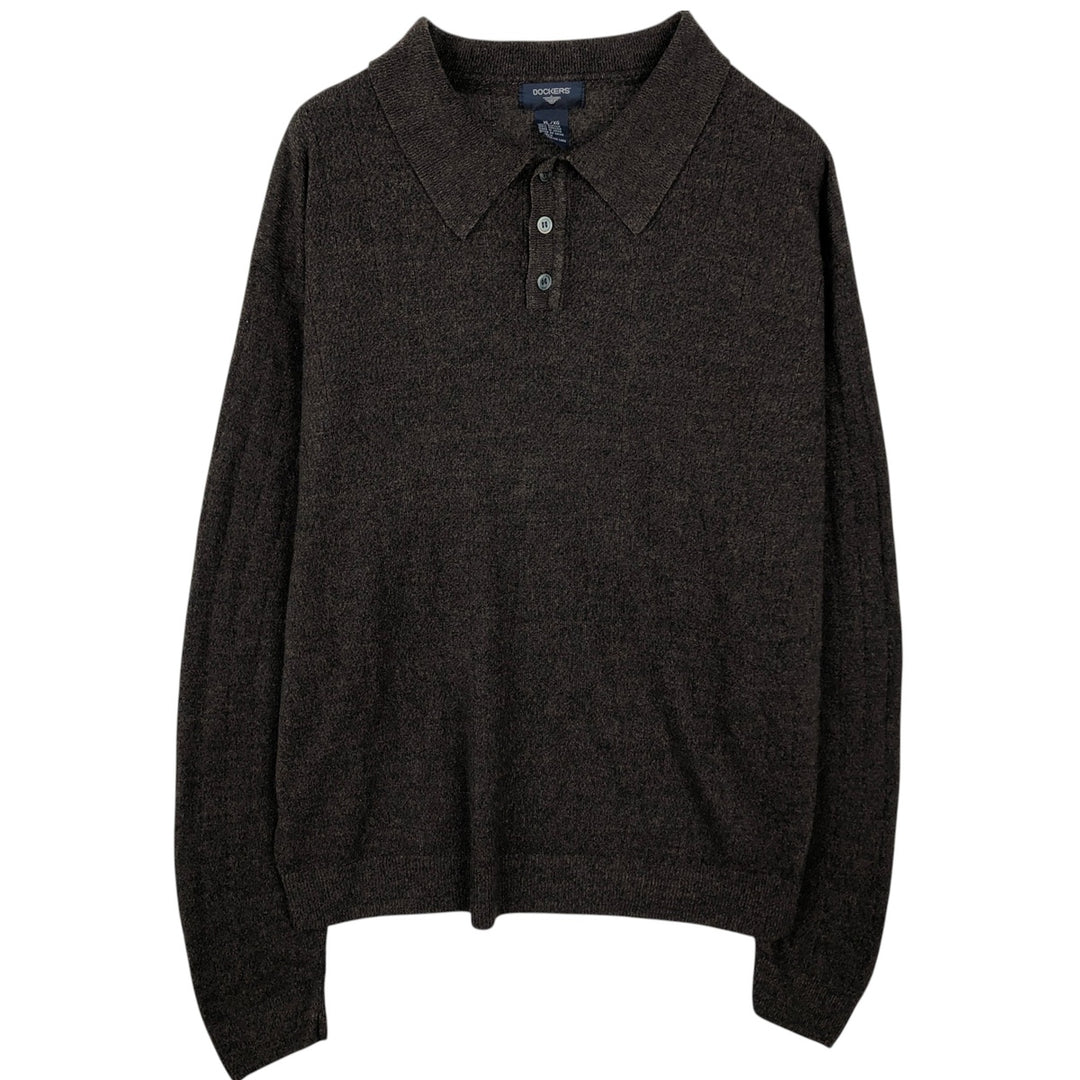 Dockers Polo Knit Sweater, Men's XL Size acrylic brown type Vintage Second Hand