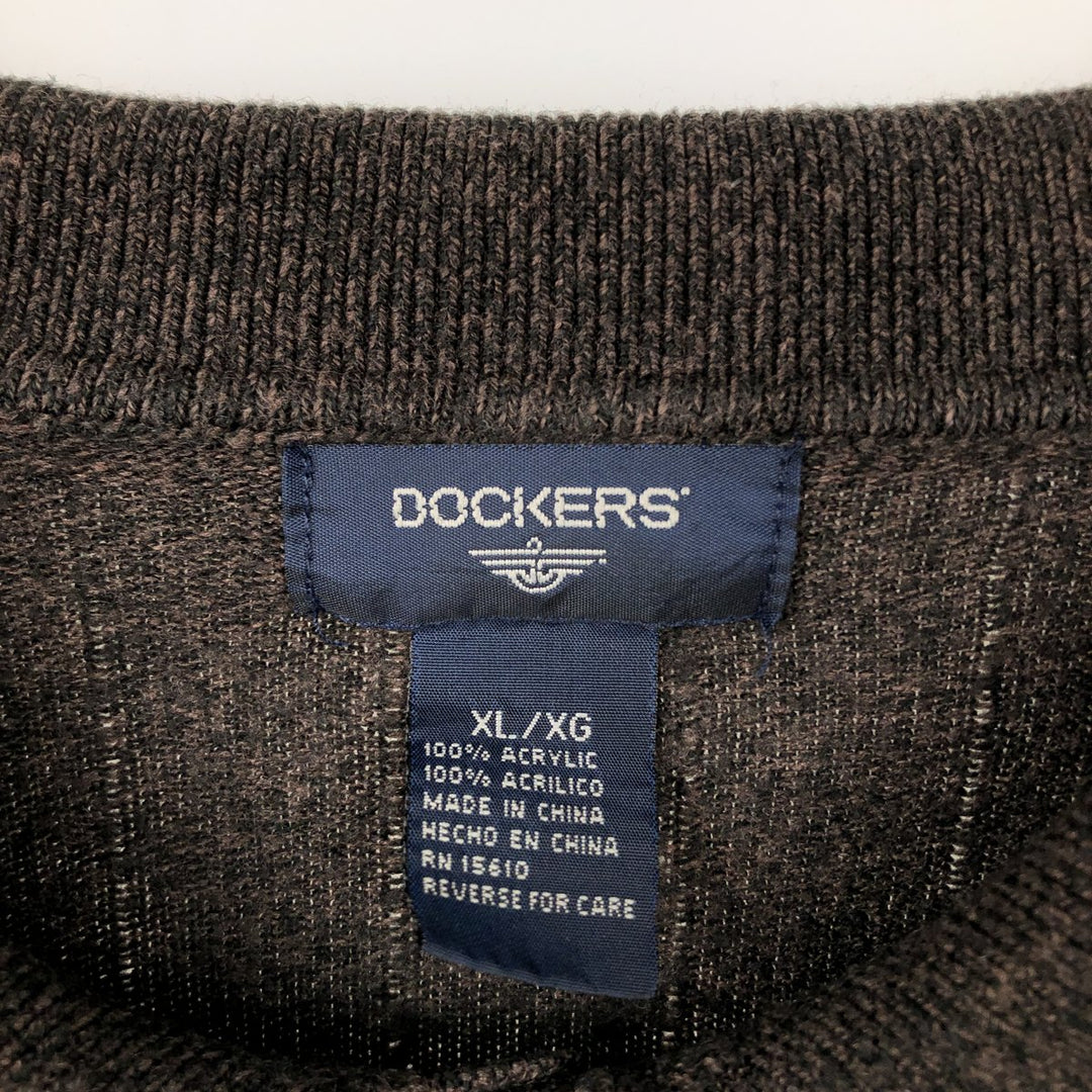 Dockers Polo Knit Sweater, Men's XL Size acrylic brown type Vintage Second Hand