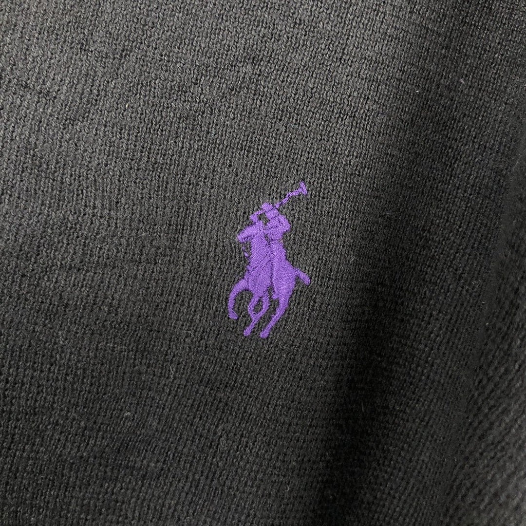 Ralph Lauren POLO RALPH LAUREN PIMA COTTON V-neck Pima cotton knit sweater, men's size L cotton black type Vintage Second Hand