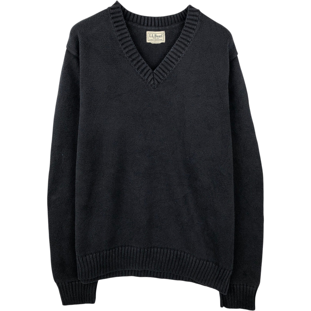 90s-00'S LLBean V-neck knit sweater, men's size L equivalent, vintage. unclear navy blue type Vintage Second Hand