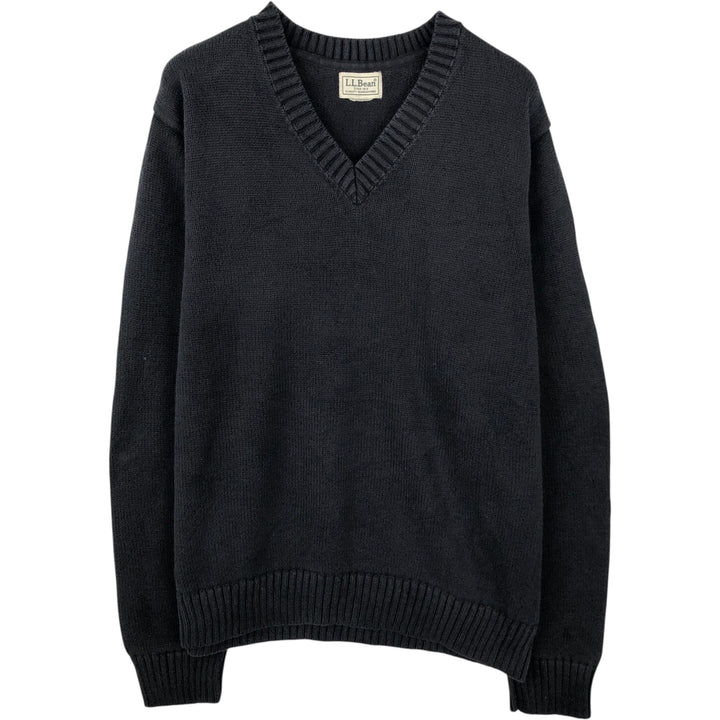 90s-00'S LLBean V-neck knit sweater, men's size L equivalent, vintage. unclear navy blue type Vintage Second Hand