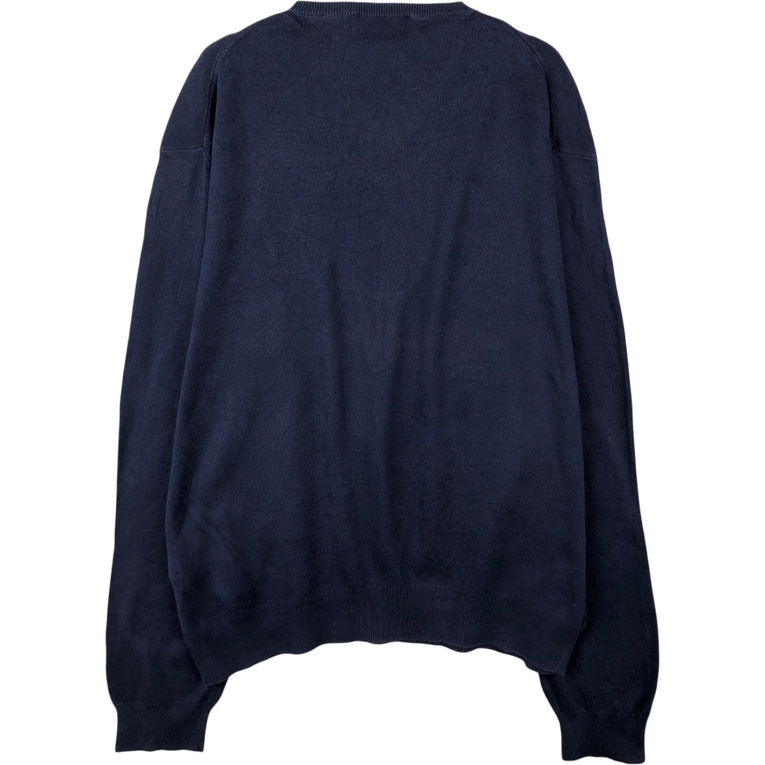 Ralph Lauren POLO by Ralph Lauren V-neck Pima cotton knit sweater, men's size XL Pima Cotton navy blue type Vintage Second Hand