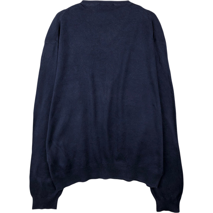 Ralph Lauren POLO by Ralph Lauren V-neck Pima cotton knit sweater, men's size XL Pima Cotton navy blue type Vintage Second Hand