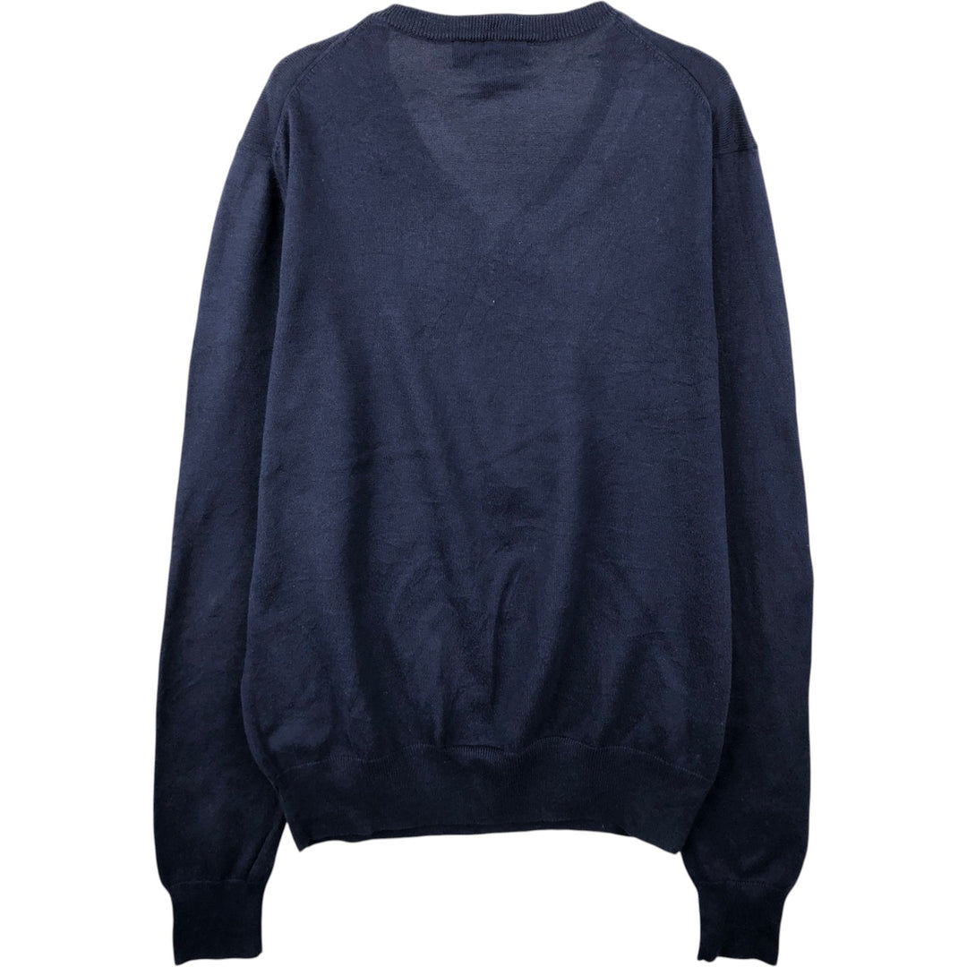 Brooks Brothers V-neck cotton knit sweater, size M Supima Cotton navy blue type Vintage Second Hand