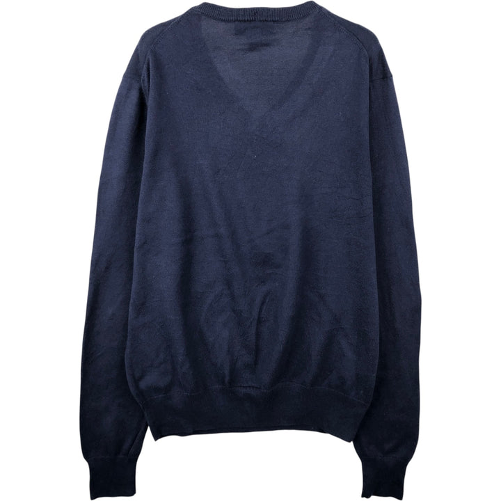 Brooks Brothers V-neck cotton knit sweater, size M Supima Cotton navy blue type Vintage Second Hand