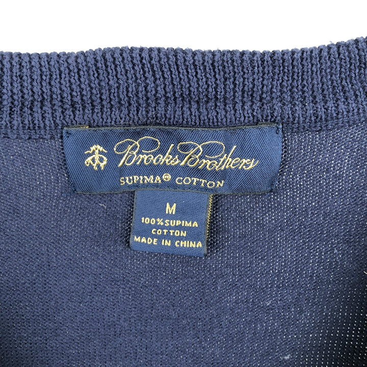 Brooks Brothers V-neck cotton knit sweater, size M Supima Cotton navy blue type Vintage Second Hand