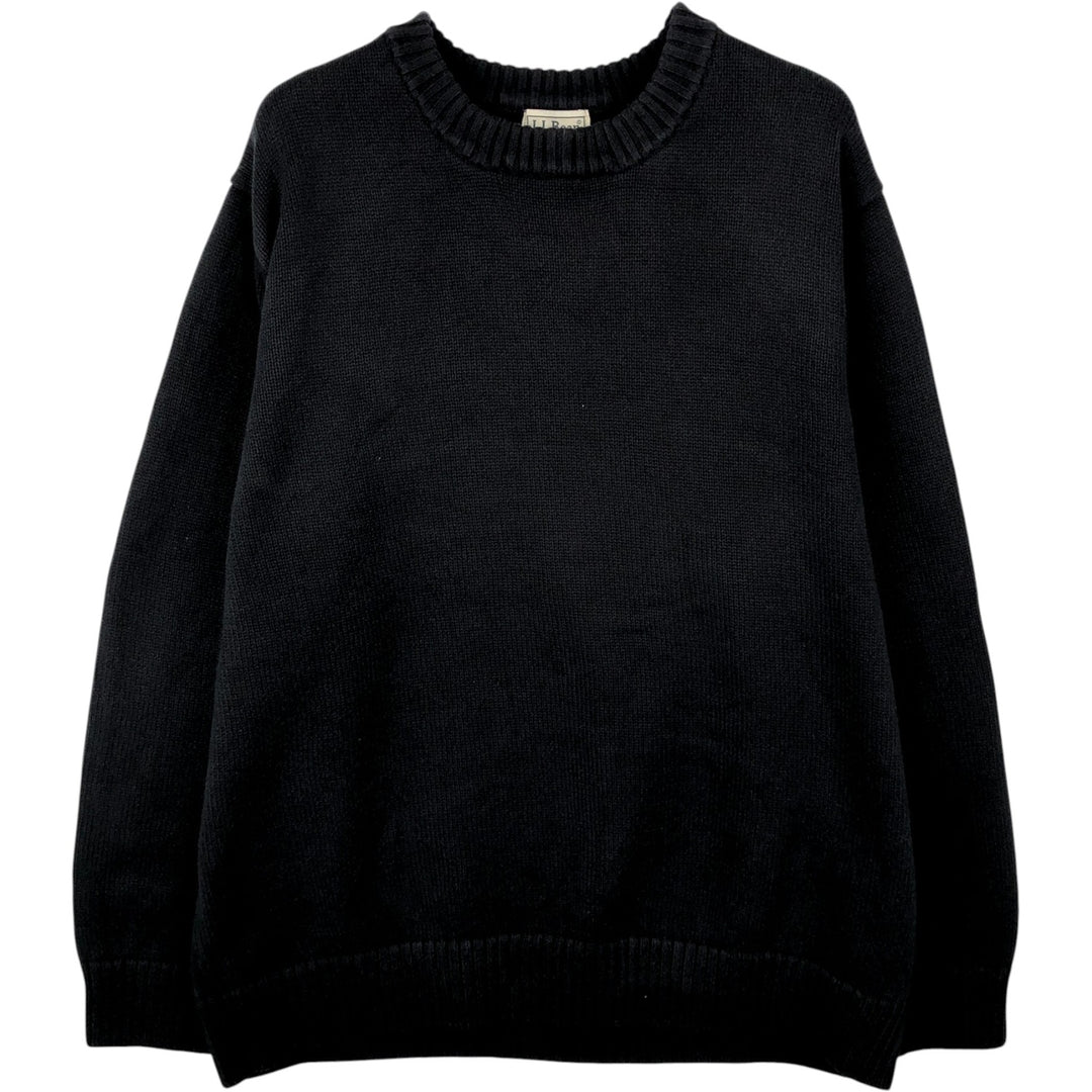 90'S LLBean Cotton Knit Sweater, Men's Size XL (Equivalent), Vintage cotton black type Vintage Second Hand