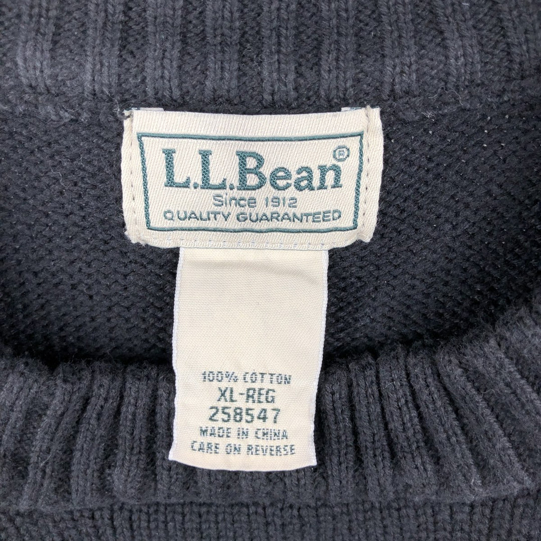90'S LLBean Cotton Knit Sweater, Men's Size XL (Equivalent), Vintage cotton black type Vintage Second Hand