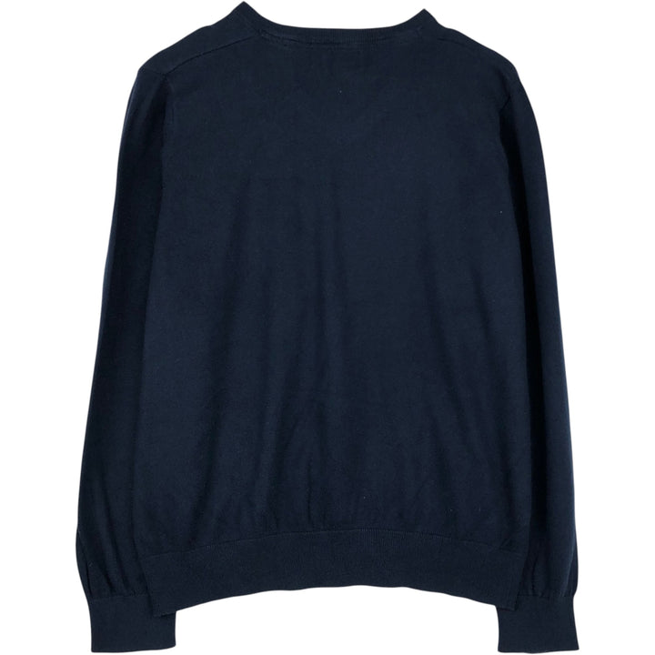 1990'S LL Bean Cashmere Blend V-Neck Cotton Knit Sweater, Men's Size L (approx.), Vintage cotton navy blue type Vintage Second Hand