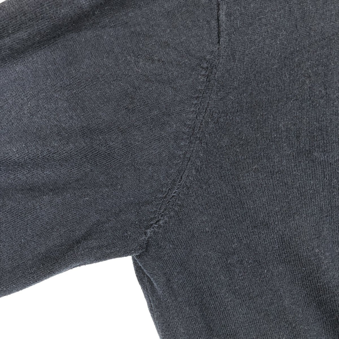 1990'S LL Bean Cashmere Blend V-Neck Cotton Knit Sweater, Men's Size L (approx.), Vintage cotton navy blue type Vintage Second Hand