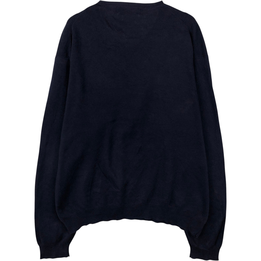 Ralph Lauren POLO by Ralph Lauren V-neck Pima cotton knit sweater, men's size XXL Pima Cotton navy blue type Vintage Second Hand