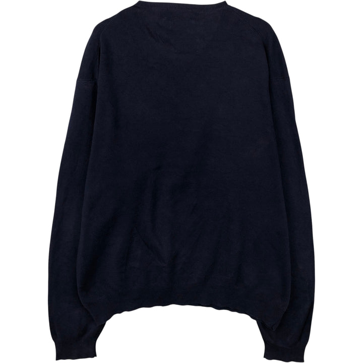Ralph Lauren POLO by Ralph Lauren V-neck Pima cotton knit sweater, men's size XXL Pima Cotton navy blue type Vintage Second Hand