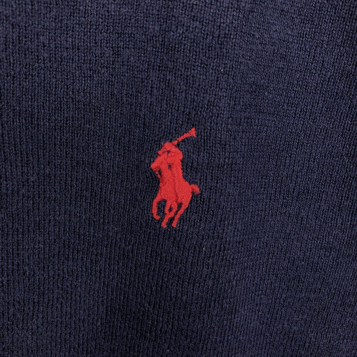 Ralph Lauren POLO by Ralph Lauren V-neck Pima cotton knit sweater, men's size XXL Pima Cotton navy blue type Vintage Second Hand