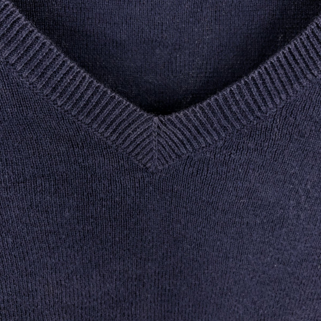 Ralph Lauren POLO by Ralph Lauren V-neck Pima cotton knit sweater, men's size XXL Pima Cotton navy blue type Vintage Second Hand