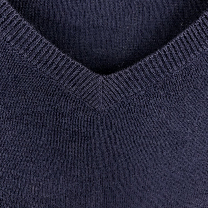 Ralph Lauren POLO by Ralph Lauren V-neck Pima cotton knit sweater, men's size XXL Pima Cotton navy blue type Vintage Second Hand