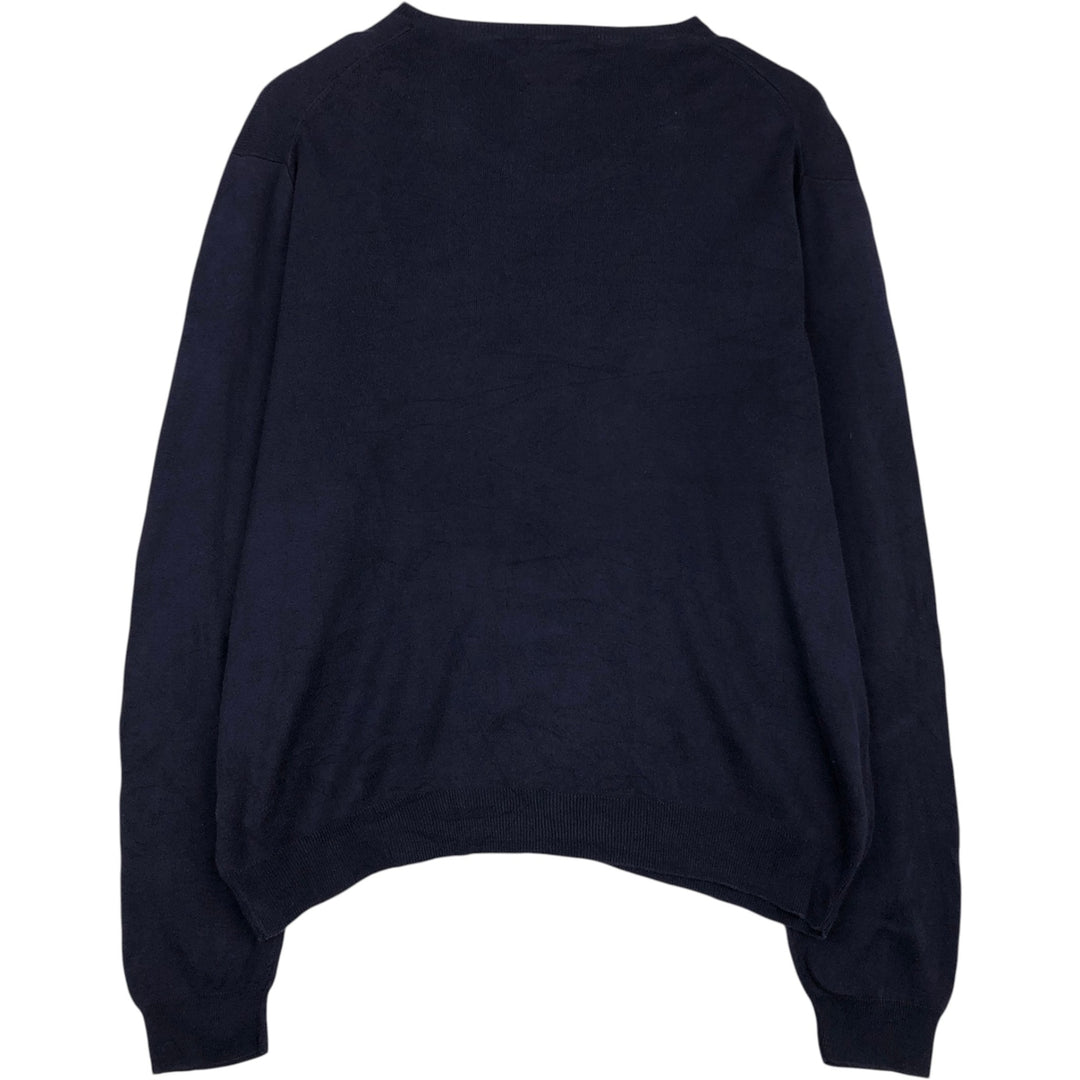 Ralph Lauren POLO by Ralph Lauren V-neck Pima cotton knit sweater, men's size XL Pima Cotton navy blue type Vintage Second Hand