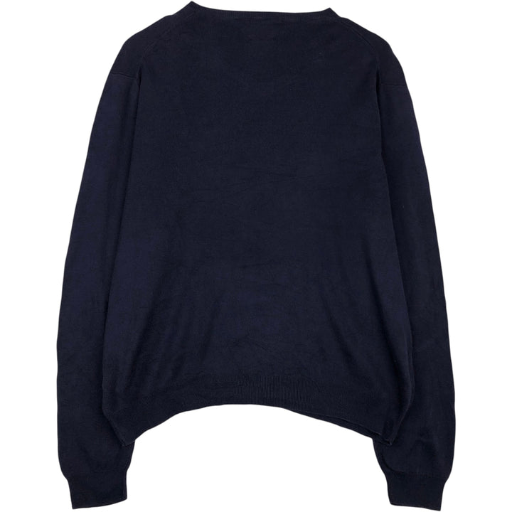 Ralph Lauren POLO by Ralph Lauren V-neck Pima cotton knit sweater, men's size XL Pima Cotton navy blue type Vintage Second Hand
