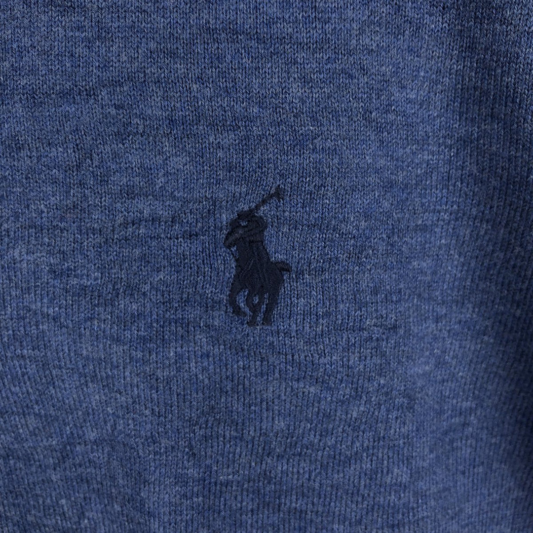 Ralph Lauren POLO RALPH LAUREN V-neck Pima cotton knit sweater, men's size M Pima Cotton Blue type light blue Vintage Second Hand