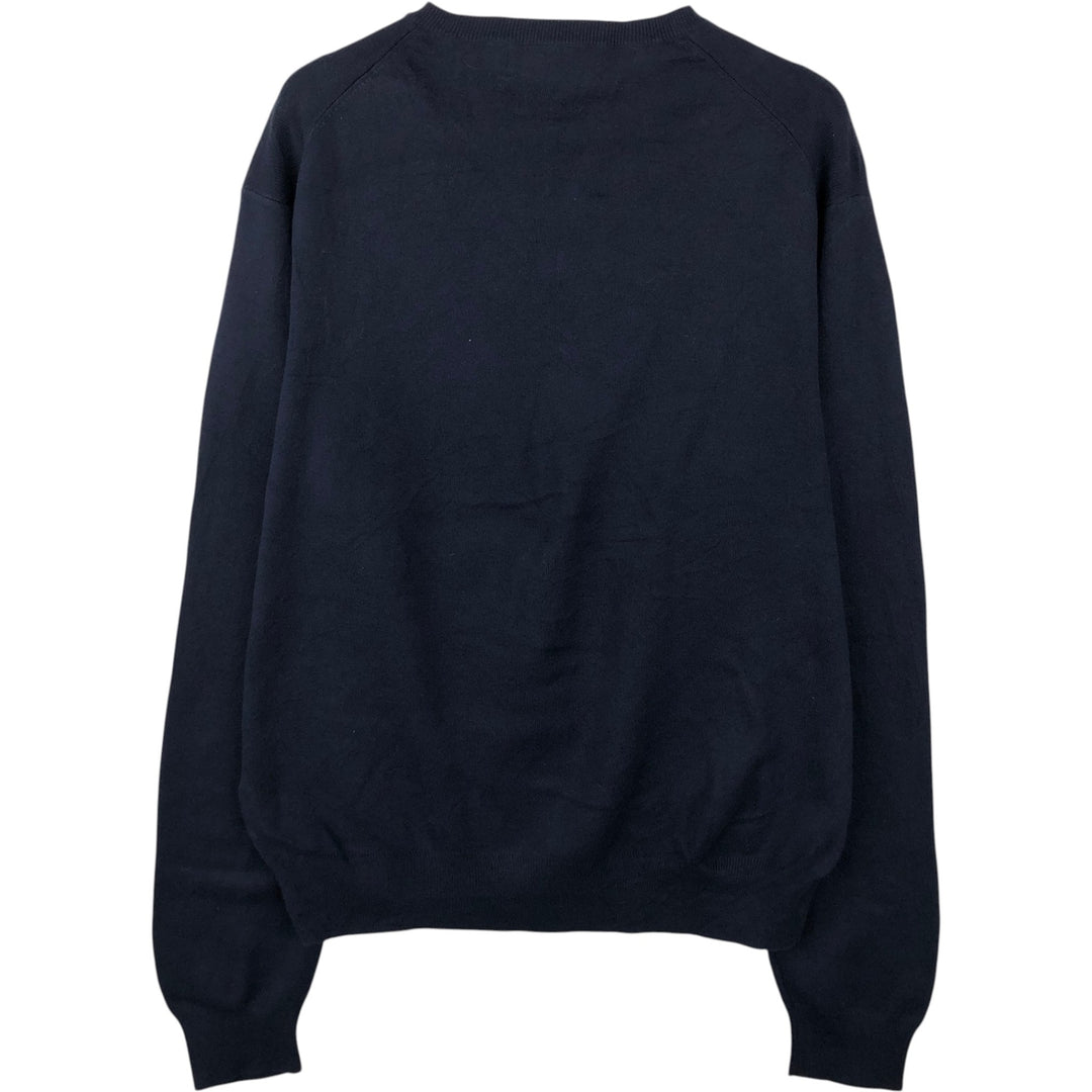 Ralph Lauren POLO by Ralph Lauren V-neck Pima cotton knit sweater, men's size L Pima Cotton navy blue type Vintage Second Hand