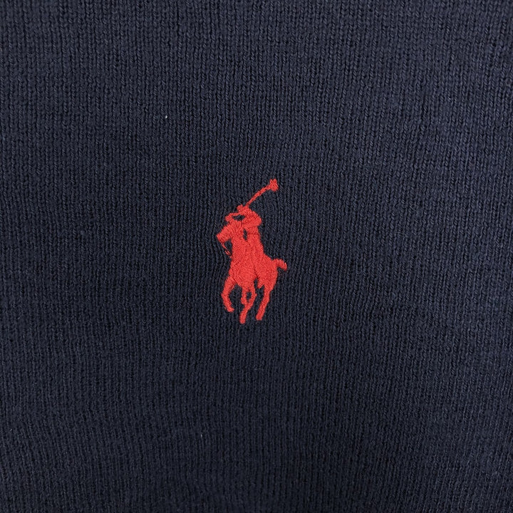 Ralph Lauren POLO by Ralph Lauren V-neck Pima cotton knit sweater, men's size L Pima Cotton navy blue type Vintage Second Hand