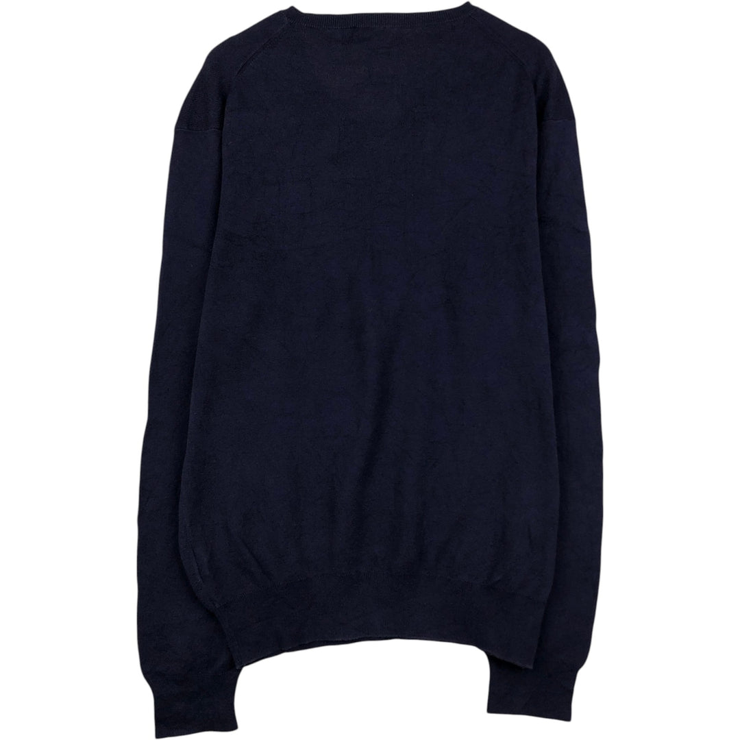 Ralph Lauren POLO RALPH LAUREN V-neck Pima cotton knit sweater, men's size M Pima Cotton navy blue type Vintage Second Hand