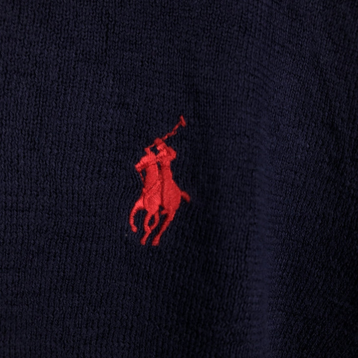 Ralph Lauren POLO RALPH LAUREN V-neck Pima cotton knit sweater, men's size M Pima Cotton navy blue type Vintage Second Hand