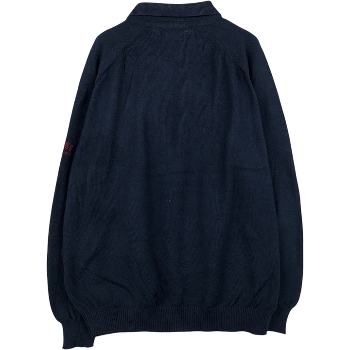 Hugo Boss polo knit sweater, men's size XL unclear navy blue type Vintage Second Hand