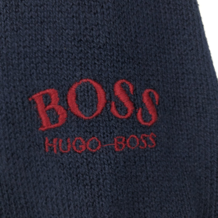 Hugo Boss polo knit sweater, men's size XL unclear navy blue type Vintage Second Hand