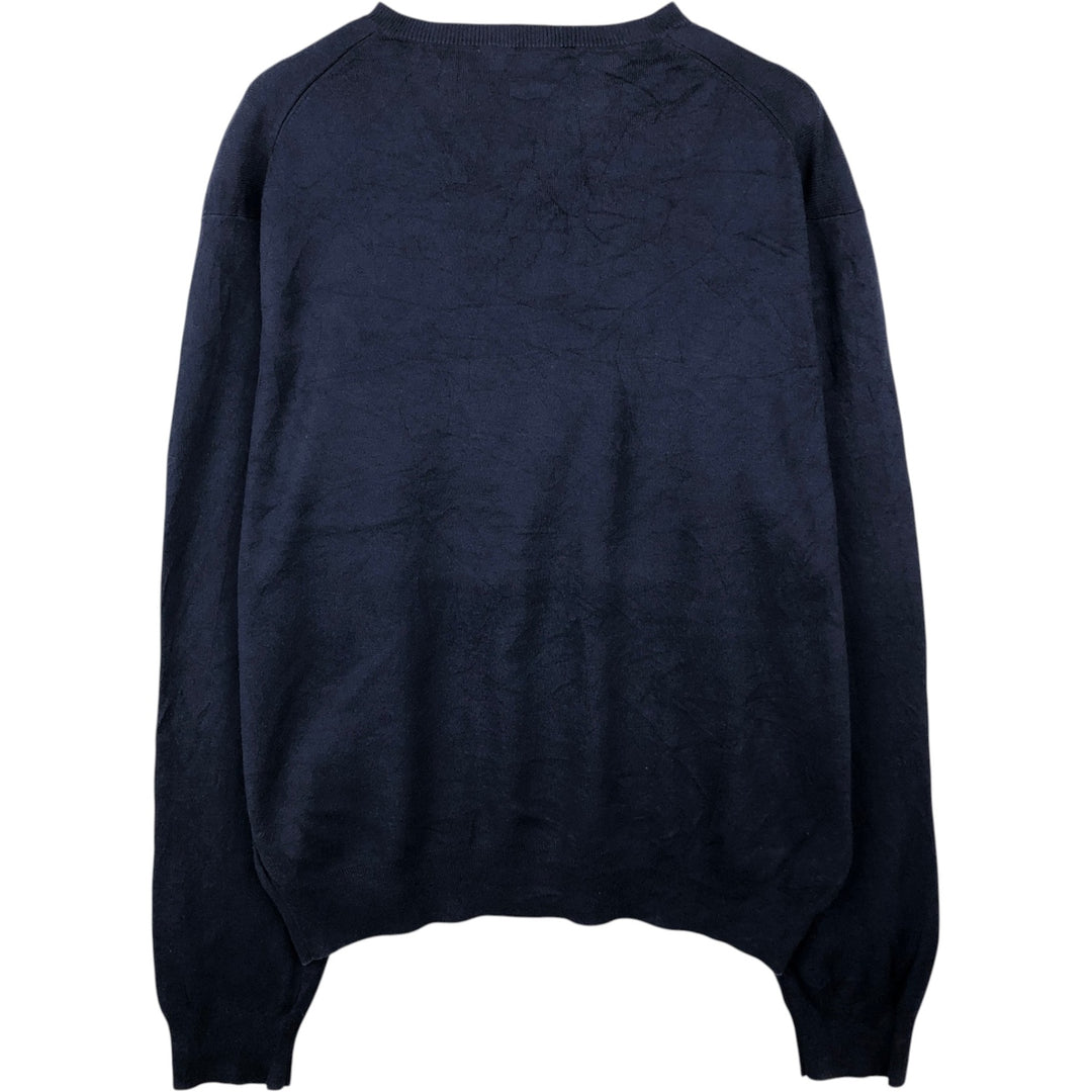 Ralph Lauren POLO RALPH LAUREN PIMA COTTON V-neck knit sweater, men's size XL (approx.) Pima Cotton navy blue type Vintage Second Hand