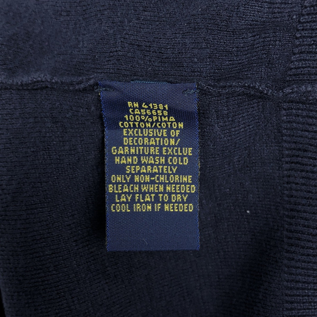 Ralph Lauren POLO RALPH LAUREN PIMA COTTON V-neck knit sweater, men's size XL (approx.) Pima Cotton navy blue type Vintage Second Hand