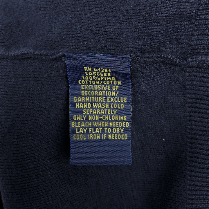 Ralph Lauren POLO RALPH LAUREN PIMA COTTON V-neck knit sweater, men's size XL (approx.) Pima Cotton navy blue type Vintage Second Hand