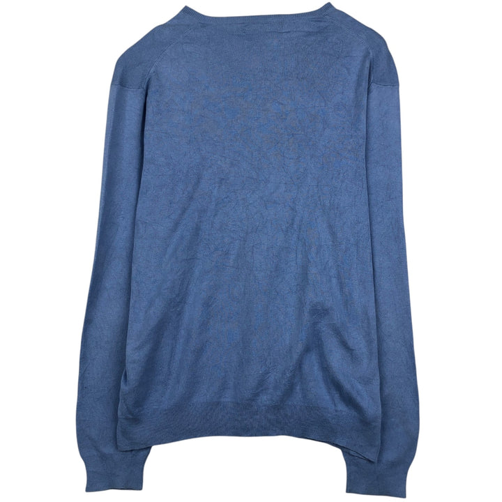 Ralph Lauren POLO by Ralph Lauren V-neck Pima cotton knit sweater, men's size L Pima Cotton Blue type light blue Vintage Second Hand