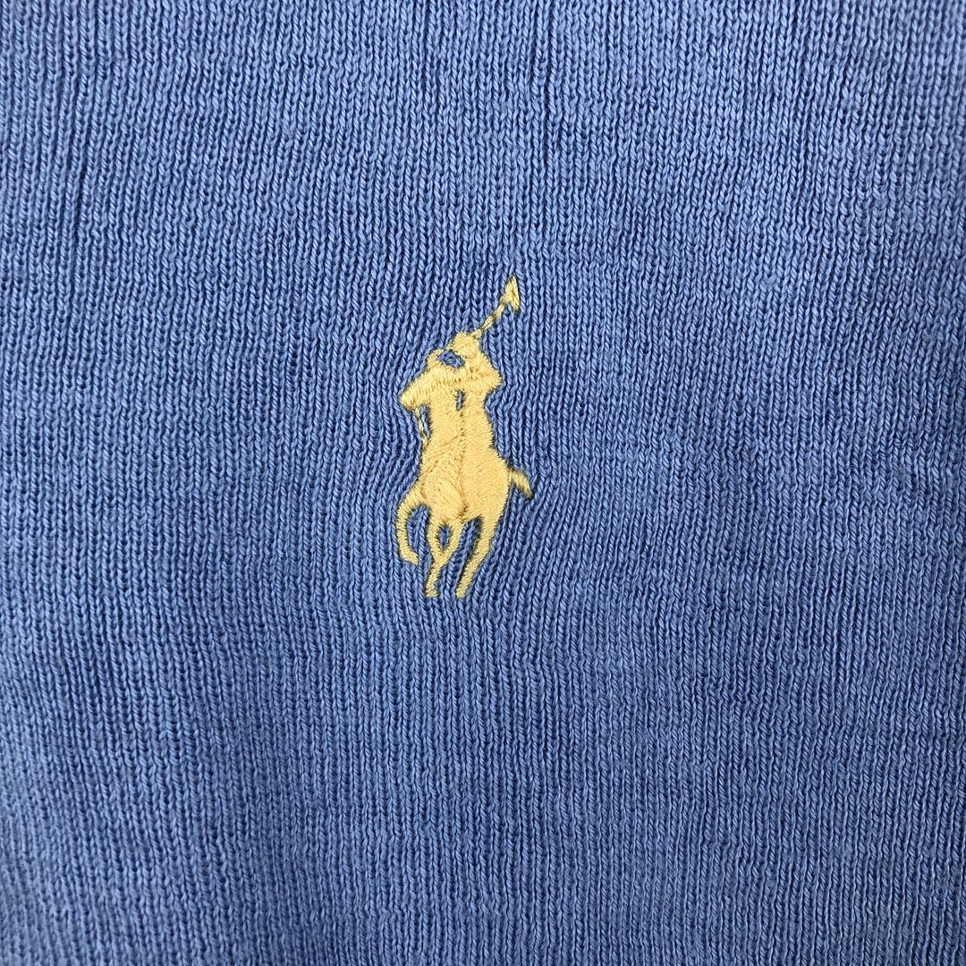 Ralph Lauren POLO by Ralph Lauren V-neck Pima cotton knit sweater, men's size L Pima Cotton Blue type light blue Vintage Second Hand