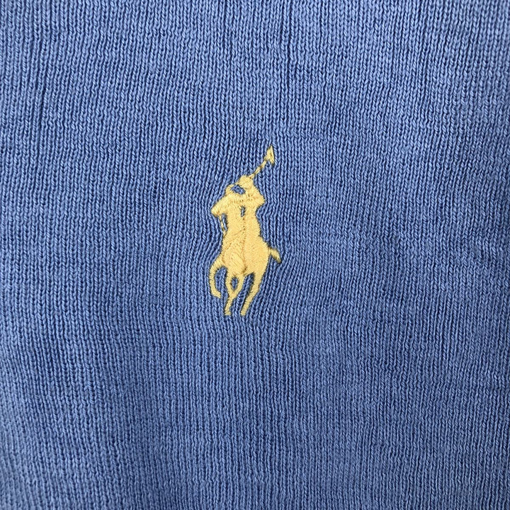 Ralph Lauren POLO by Ralph Lauren V-neck Pima cotton knit sweater, men's size L Pima Cotton Blue type light blue Vintage Second Hand