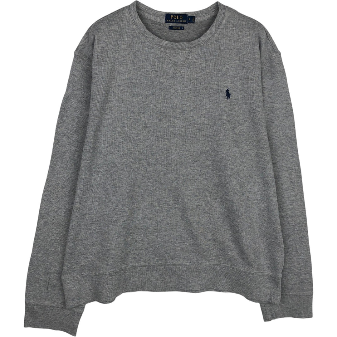 Ralph Lauren POLO RALPH LAUREN ESTATE RIB Rib-Knit Cotton Sweater, Men's Size L (approx.) cotton gray type Vintage Second Hand