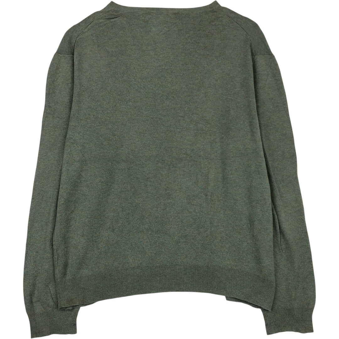 Ralph Lauren POLO by Ralph Lauren V-neck Pima cotton knit sweater, men's size L Pima Cotton Khaki type sage green Vintage Second Hand