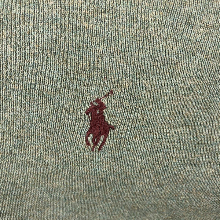 Ralph Lauren POLO by Ralph Lauren V-neck Pima cotton knit sweater, men's size L Pima Cotton Khaki type sage green Vintage Second Hand